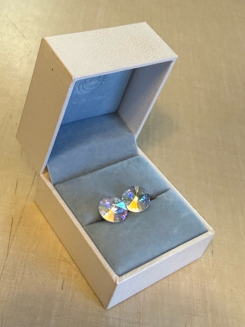 Crystal Round Stud Earrings - Iridescent Sparkle